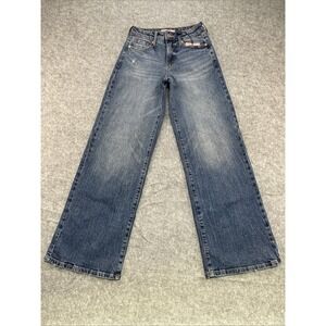Juicy Couture wide leg jeans flare Mid-rise y2k size 00/24 medium wash